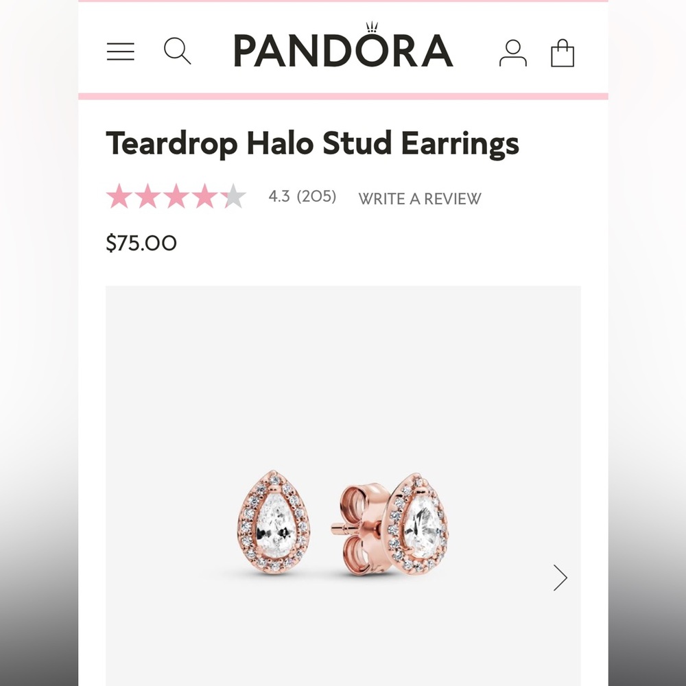 Pandora teardrop halo studs - rose gold